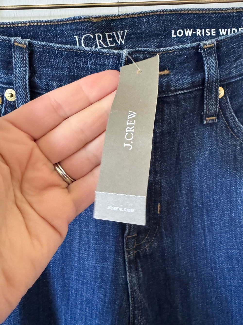 Jcrew Low Rise Wide Leg Jeans Dark Rinse Wash Denim Womens 27 Tall NWT - Picture 3 of 11